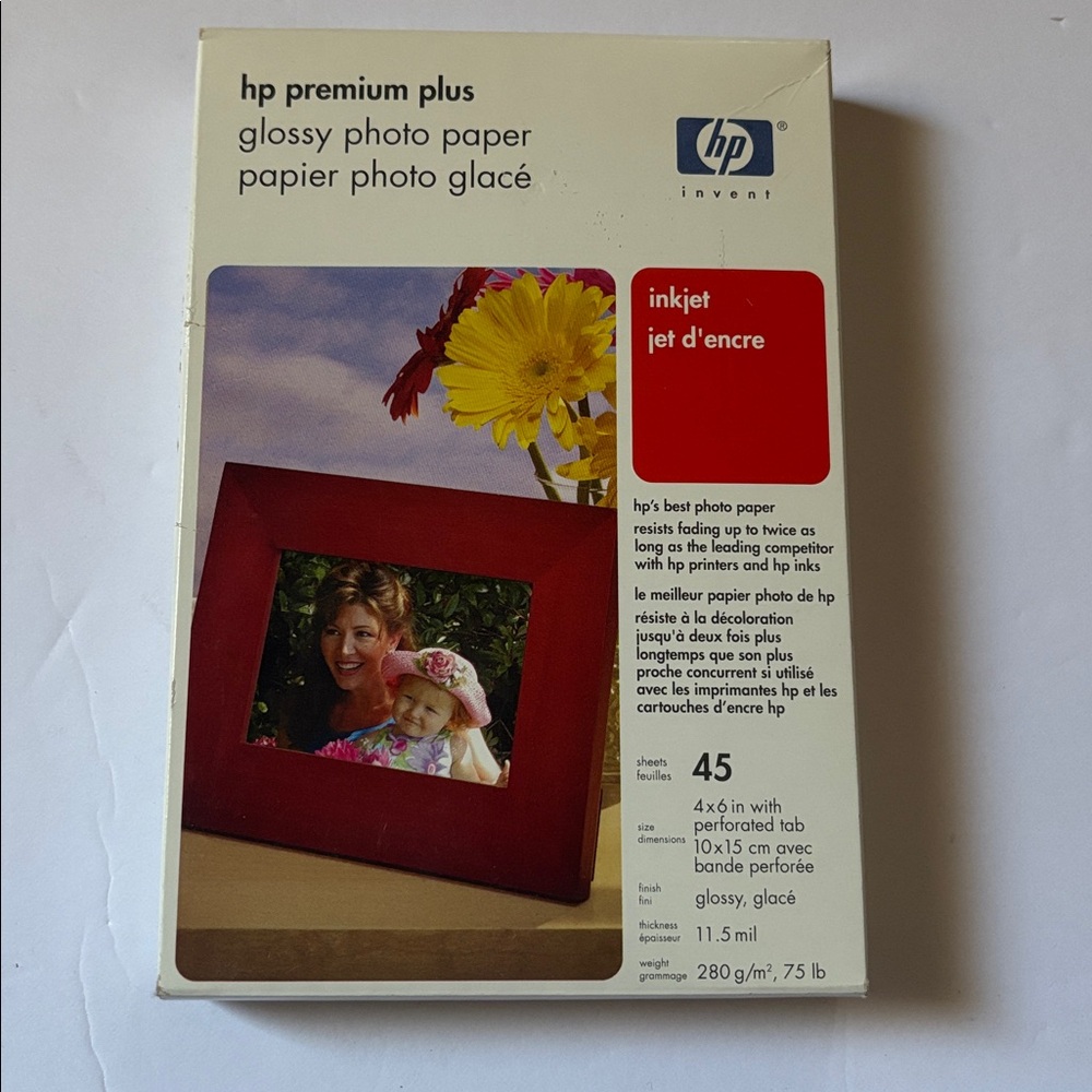 HP | Premium Plus Glossy Photo Paper | inkjet 45 Sheets 4x6 Perforated Tab NWT